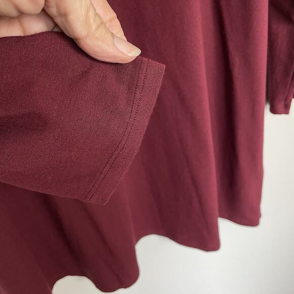 Eileen Fisher Tunic Top Size XL Burgundy Cowl Neck Minimalist Lagenlook Capsule - Picture 5 of 8